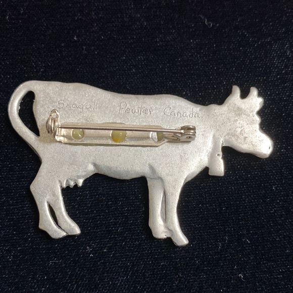 🖤1980s💕SEAGULL PEWTER CANADA cow brooch - Picture 7 of 11